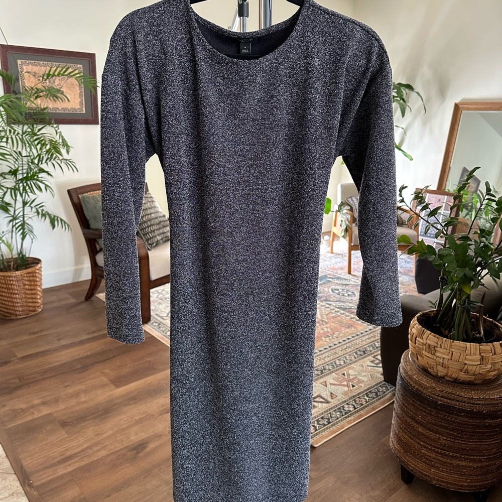 Ann Taylor Factory Black and Charcoal Gray Belted Dress Size M - Picture 6 of 10